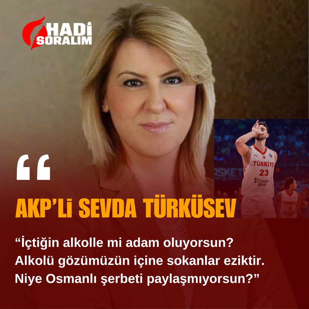 AKP’li Sevda Türküsev: (Alperen Şengün hk.)

“İçtiğin alkolle mi adam oluyorsun?

Alkolü gözümüzün içine sokanlar eziktir. Niye Osmanlı şerbeti paylaşmıyorsun?”

#sondakika #gündem #sevdatürküsev