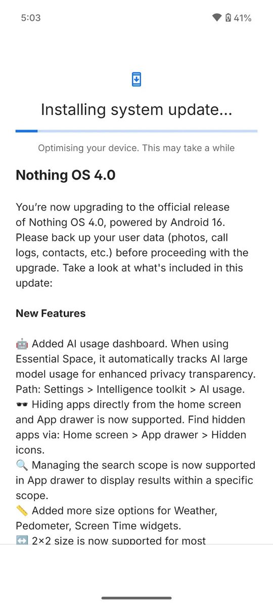 TrakinTech's tweet image. Update alert🚨 

Nothing OS 4.0 is rolling out now. 

Have you updated it?