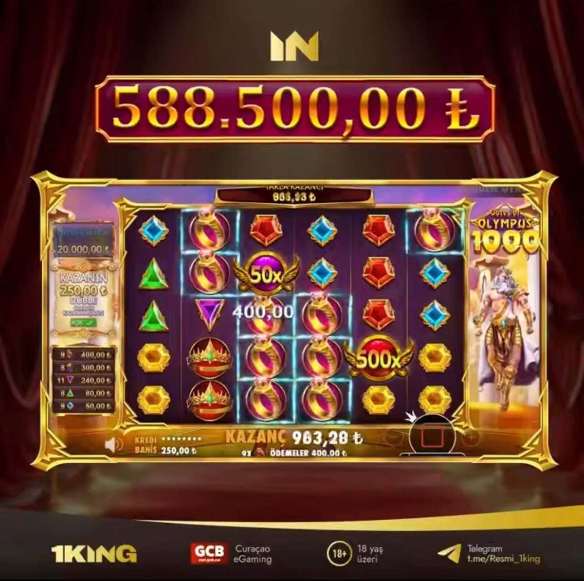 meritking_77's tweet photo. 🔥 BİG WİN 🔥
💰 588.500,00₺ 💰
🔥 Oyuncumuz ID 50*8 slotta dev kazanç yakaladı!
👑1KING GİRİŞ – https://t.co/bHJZsmesBr👑
👉 Sıradaki büyük kazanan sen olabilirsin!
#denemebonusu #bets10 #1king #meritking https://t.co/O84ClV4H2S