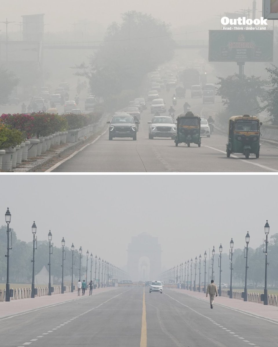 Outlookindia's tweet photo. On Friday, November 21, 2025, Delhi woke up choking again, breathing toxic air as pollution levels climbed over 700 and averaged 515 across the city in the early hours.

A thick grey haze settled over the city as the Air Quality Index (AQI) at 7 am reached 455, according to https://t.co/Tosceb9owT, a level comparable to smoking nearly 11 cigarettes a day. The spike came just weeks after a cloud-seeding experiment at significant public expense failed to produce artificial rain or reduce particulate levels.

The city’s pollution readings fluctuated across monitoring systems. At 5:30 a.m., the Delhi Early Warning System recorded an AQI of 373 and 433 at 5 am. Officials said the variation stems from differing methodologies, the number and location of monitoring stations, and the parameters each body measures. 

With pollution in the “severe” range, the Commission for Air Quality Management (CAQM) has started Stage III of the Graded Response Action Plan (GRAP-III). This stage begins when the AQI is at or expected to exceed 401. Measures include stopping non-essential construction, increasing machine road cleaning, and more water spraying to control dust in Delhi and nearby cities.

NCR cities such as Faridabad reported AQIs of 570 at 7:34 am, while Ghaziabad's AQI was 543. Noida and Greater Noida recorded air quality at toxic levels, with readings of 514 and 458, respectively. 

The capital’s residents have been advised to avoid going outdoors unless necessary and to wear N95 masks if stepping out. Authorities also urged people to refrain from outdoor exercise and use home and car air purifiers. Anyone experiencing respiratory distress was advised to seek immediate medical attention.

Photos: Tribhuvan Tiwari 

#Pollution #Delhi #AQI #ToxicAir #DelhiPollution 

Read the full story here: https://t.co/UoRZRhc71K