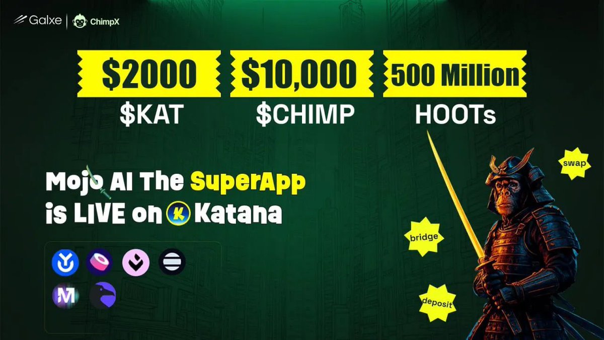 JBXN_0's tweet image. 🚀 Gear up, we’re heading to the stars with @ChimpxAI in #MissionStarbound!

Jump into the Galxe quest on BNB Chain and claim your share of $9K in $CHIMP.
Quick tasks: follow, bridge, trade, and let Mojo AI automate your DeFi like a boss.

Build your aura!