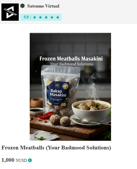 Frozen Meatballs Masakini by <a href="/zuemeffendi/">ZUEM EFFENDI</a>  were a hit on the Marketplace 🔥

Satsume is making a #commerceFi launchpad for creators to monetize and grow their content, products and brands with community ownership 🚀📈🚀

Tag the creators and products you want to see next on