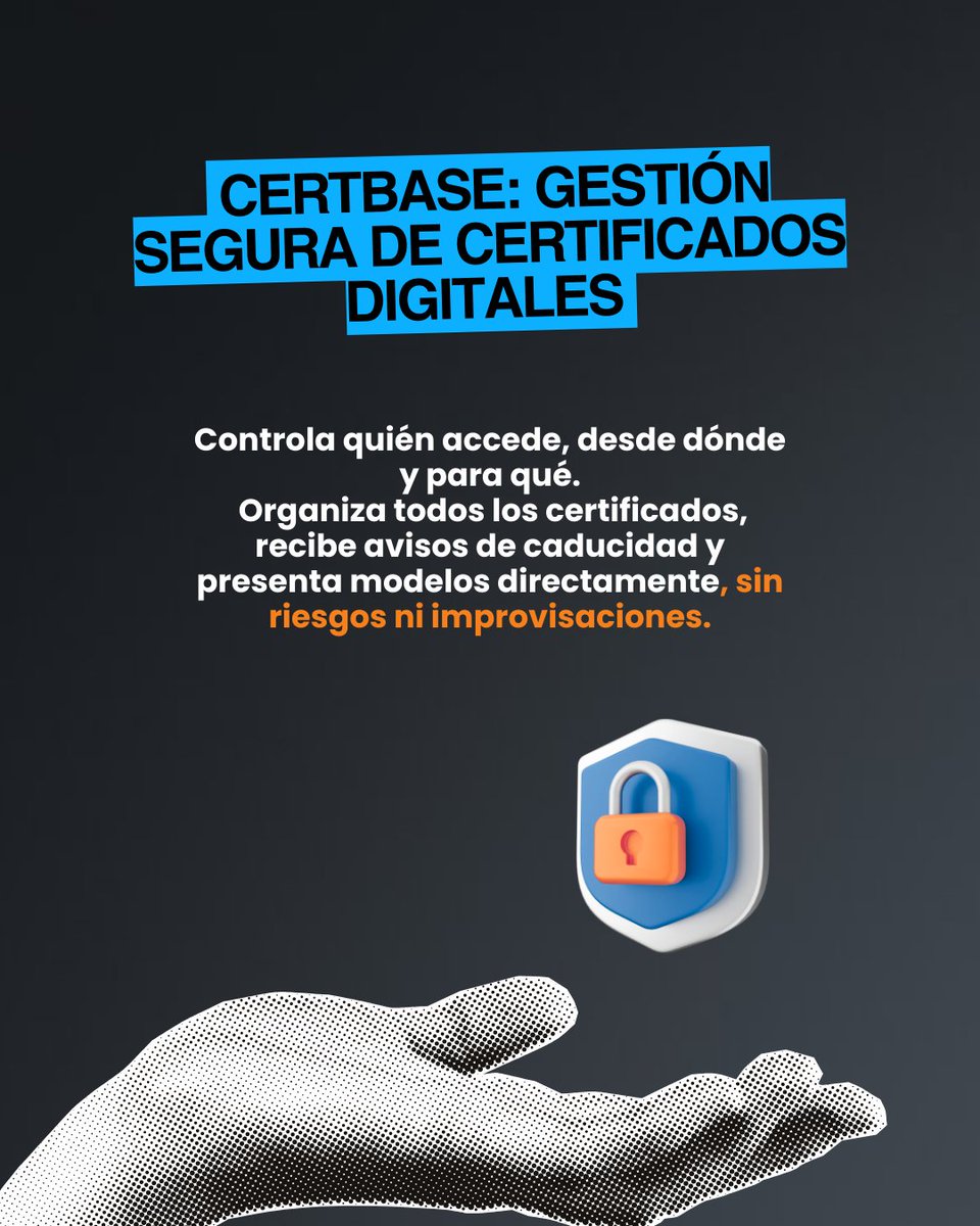 DiagramSoftware's tweet image. 🔐 La seguridad documental ya no es opcional: cada envío o firma implica riesgos. 

Con CERTBASE en DIAGRAM, despachos y empresas certifican documentos, garantizan trazabilidad y reducen riesgos en tiempo real. 

#SeguridadDigital #CERTBASE #GestiónDocumental #DIAGRAM