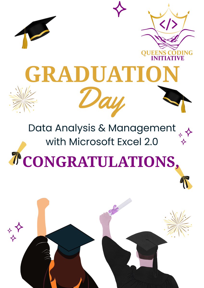 QueensCoding's tweet image. Final Day &amp;amp; Graduation of Our excel 2.0 program
So proud of our participants for mastering #DataAnalysis, #Modeling and real life #ExcelSkills 
This is just the beginning, keep growing Keep Shining 
#Queenscodinginitiative #Exceltraining #Girlsintech
