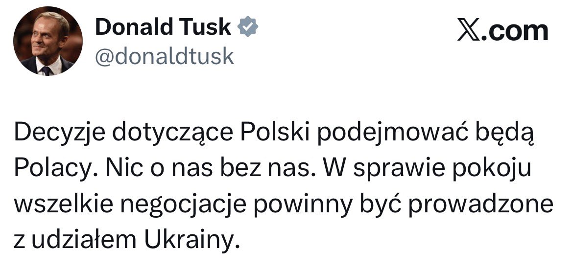 „Decyzje dotyczące Polski podejmować będą Polacy”. Chyba, że chodzi o pakt migracyjny, ETS2, zakaz samochodów spalinowych itd. To wtedy nie🤷‍♂️