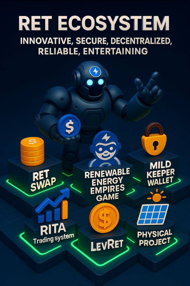 Melanipep's tweet photo. @HTX_Global 🌞 RET — Where crypto meets clean energy 🌿⚡

🏰💡 Renewable Energy Empires
📊💱 Rita Trading System
🌐🚀 LevRet Platform
🪴🏗️ Physical Project
🔁💧 RET Swap
💼🔒 Mild Keeper Wallet

🌍✨ Built by the community, shaping a greener future 💚
#RET
#RenewableEnergyToken https://t.co/SOgjkqPj8r