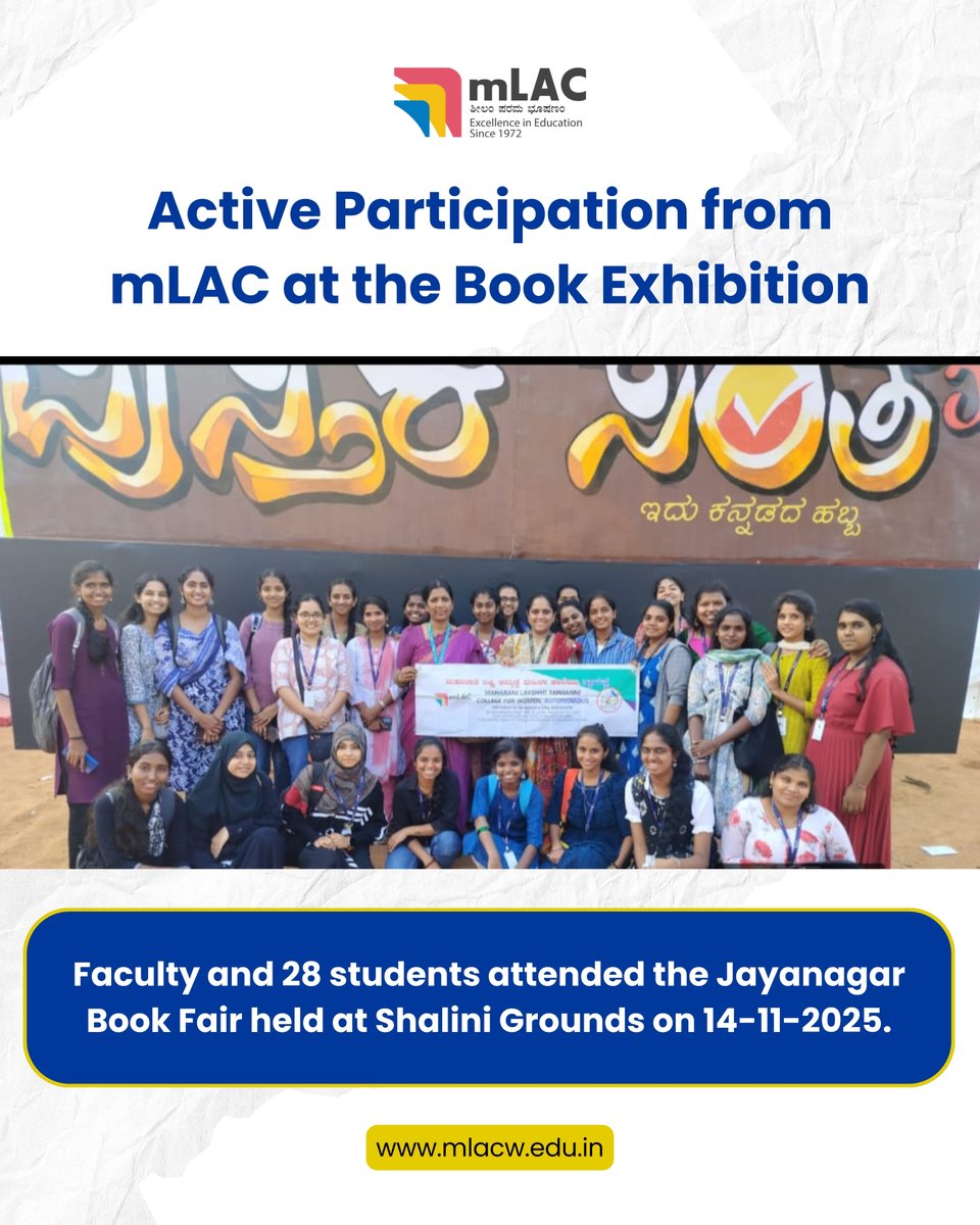 mLAC1972's tweet image. mLAC students and faculty showcased their enthusiasm for learning at the Jayanagar Book Fair! A day filled with exploration, knowledge, and inspiration. 📚✨

#mLAC #BookFair2025 #StudentExposure #LearningBeyondClassrooms #AcademicExcellence #InspirationToLearn #MLACEvents