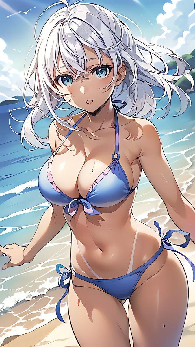 AIM_5502's tweet image. こんビキニ٩(๑❛ᴗ❛๑)۶
華金お疲れ様でしたー💖
3連休の方は楽しんでくださいねー❣️
AIMは１日だけです、、、😂

夜はビキニさんでーす💖

ポヨンとゆるよろでーす✨

#AIart 
#AIイラスト 
SFW illustration