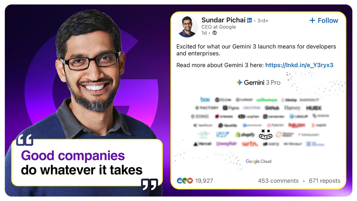 getstanapp's tweet image. Honored by STAN's logo in Sundar Pichai's #Gemini3  post—thanks, Sundar! In the world of socializing, STAN creates value for everyone with meaningful connections for our community, powered by Google &amp;amp; Gemini3. Grateful for our STAN fam! 🌟

Link : shorturl.at/dsZtJ…