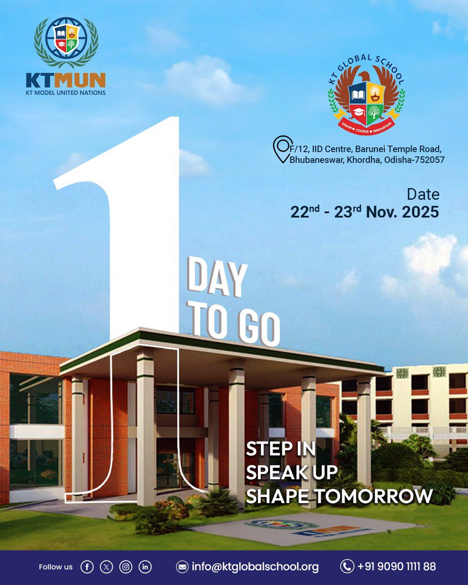 KTGlobalSchool's tweet image. Step in, speak up, shape tomorrow.
KTMUN 2025 begins tomorrow — the future belongs to bold voices.
.
.
#KTMUN2025 #StepInSpeakUpShapeTomorrow #ModelUN #YouthLeadership #DebateAndDiplomacy #FutureLeaders #GlobalCitizens #StudentVoices #MUNConference #ktGlobalSchool