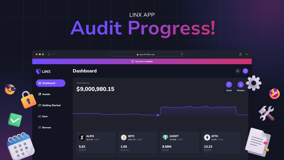 💎 Linx Lending audit is almost complete and it’s looking great!

✅ Excellent feedback
✅ Near-zero bugs
✅ On track for Mainnet Launch

Full audit report will be available soon, security is our number 1 priority!

Until then… Try it now inside Linx App — testnet is open for