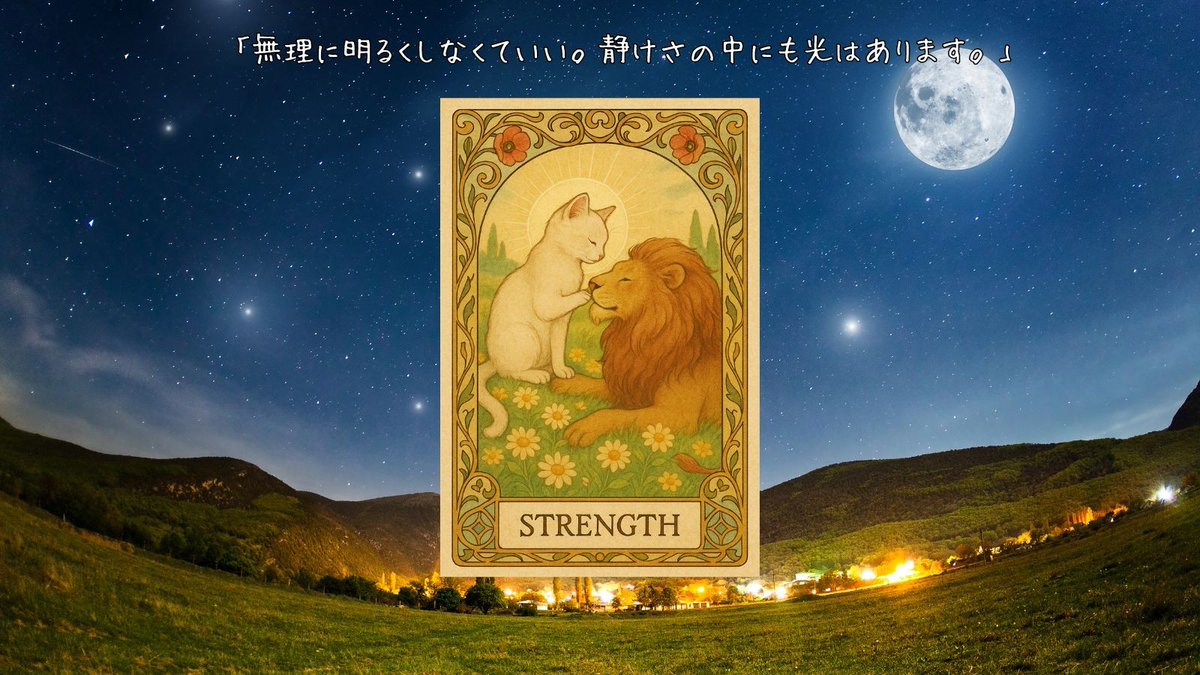 Lunarfoxnote's tweet image. 深く続けたい気持ちを、大切にする日。
『力』は、静かな継続を支えるカード。
今日始めた一歩なら、長く続けられる。
→coconala.com/services/36602…
#タロット #星読み #斎賀月子 #密度で勝つ #再起動の誓い