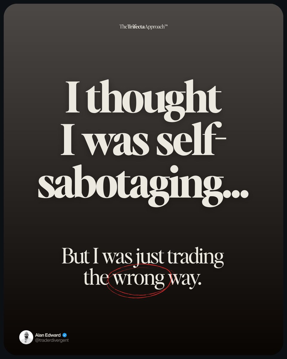 You know this is something I've never really spoke about...

But for a long time I used to think I was self-sabotaging...

For years, I thought this that I was the problem.

Too emotional. Too anxious.
Caught in a loop of second-guessing every trade

But it turned out I was just