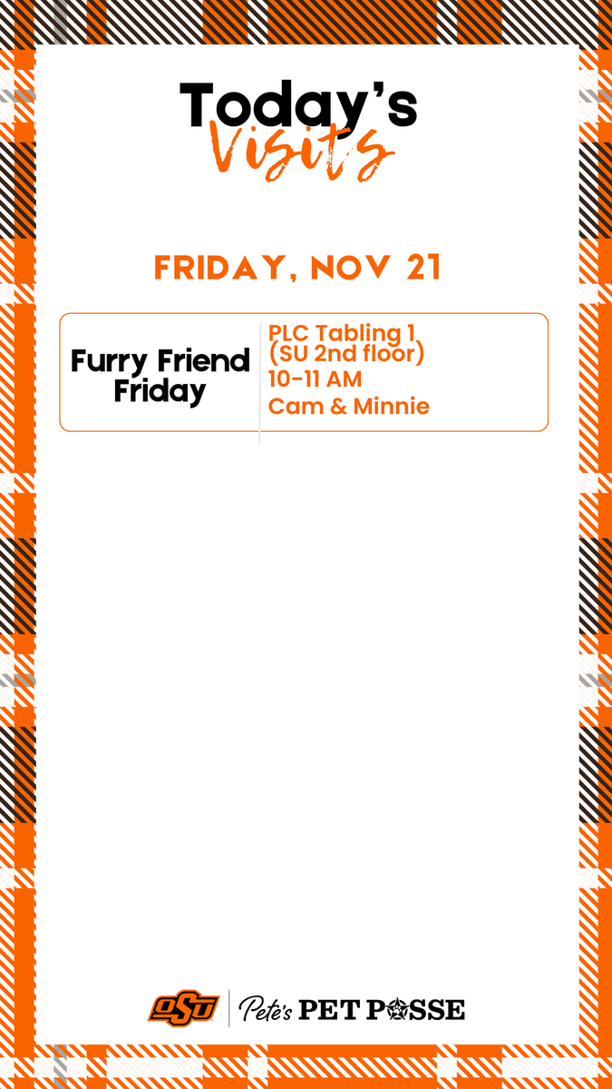 Pets4Pete's tweet image. Today&apos;s Visits. 11.21.25

#okstate #pettherapy