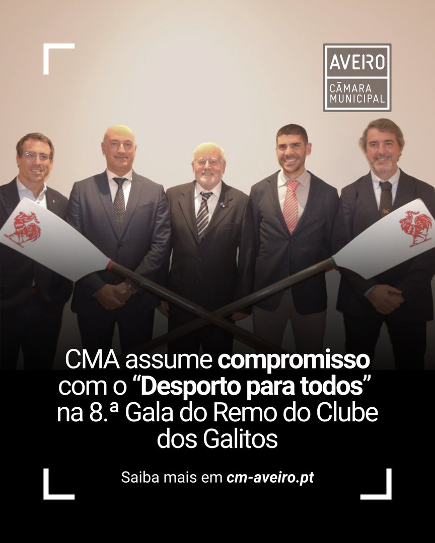 O Presidente da CMA participou na 8.ª Gala do Remo do Clube dos Galitos, celebrando o trabalho e a história da Secção Náutica do clube.
Luís Souto Miranda reiterou o compromisso com a construção de políticas públicas integradas de “Desporto para Todos”.
#municipiodaveiro #aveiro