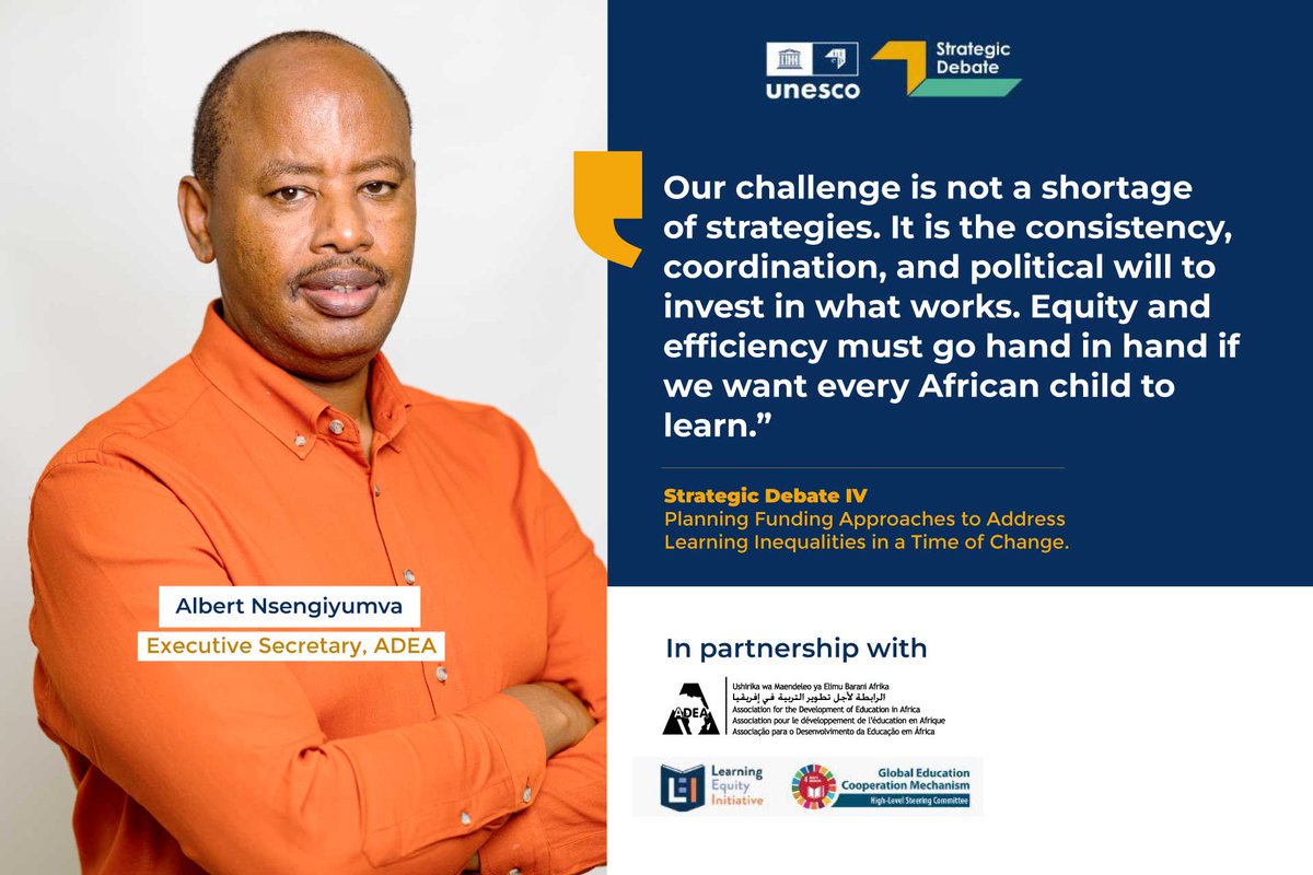 ADEAnet's tweet image. We joined @IIEP_UNESCO &amp;amp; partners for the 4th Strategic Debate on tackling learning inequalities.

Our Exec. Sec, @NSENGIYUMVAAlbe, urged #Africa to invest in #foundationallearning, accountability &amp;amp; evidence-based reforms. 

Read more on the link below: 
adeanet.org/en/news/adea-j…