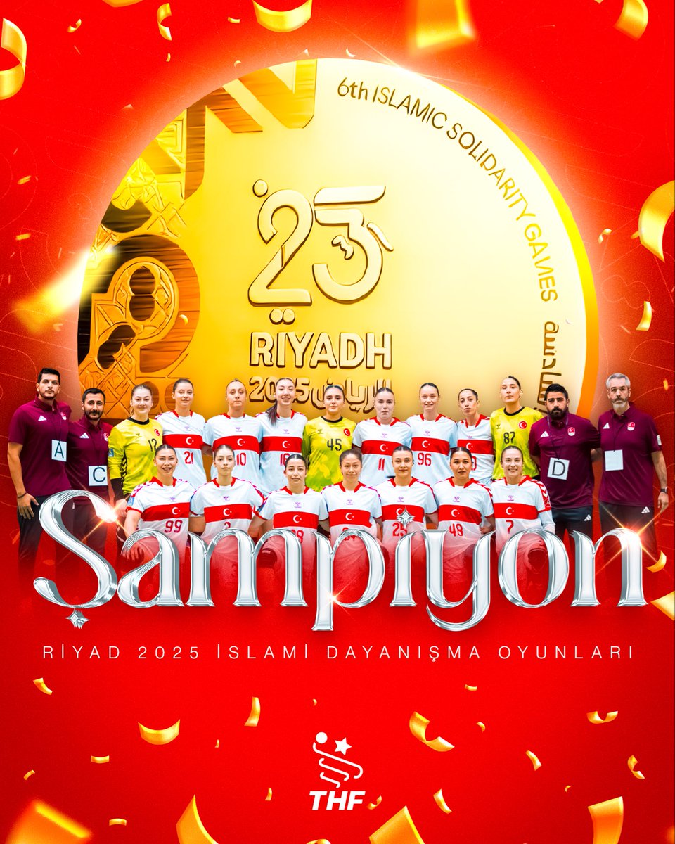 Hentbol_Fed's tweet photo. ŞAMPİYONUZ! 🏆

🥇 Kadın A Milli Takımımız, Riyad 2025 İslami Dayanışma Oyunları finalinde Kazakistan’ı 34-31 mağlup ederek altın madalyanın sahibi oldu.

Tebrikler Milli Takım! 🇹🇷 https://t.co/L9JKn7zHiR