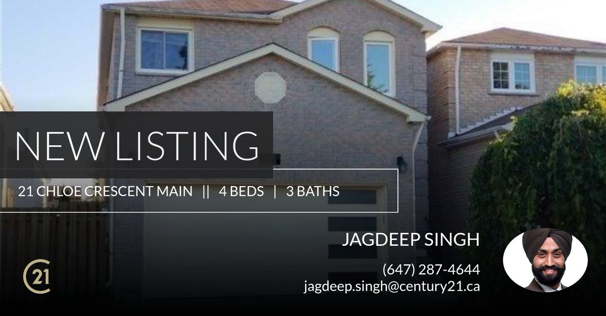 RealtorJagdeep's tweet photo. 📍 New Listing 📍 Take a look at this fantastic new property that just hit the market located at 21 Chloe Crescent Main in Markham. Reach out here or at (647) 287-4644 for more information

Your experience with me will move you. Ca... https://t.co/eS2pX1YKpw https://t.co/z73tsK51ep
