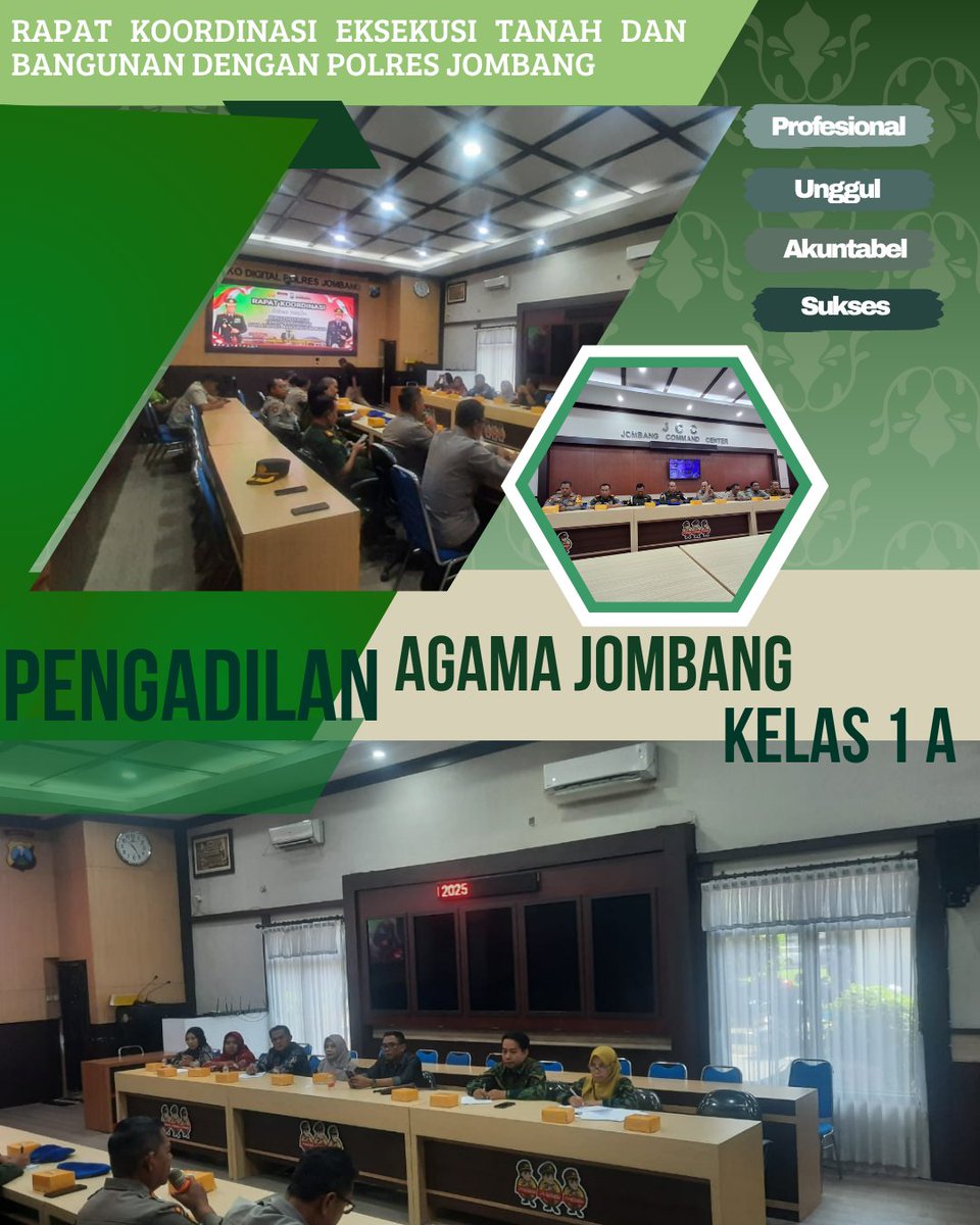 PAJombang's tweet image. Jombang, 20 November 2025

Sinergi antara Aparat Penegak Hukum, PA Jombang Laksanakan Rapat Koordinasi bersama Polres Jombang dalam rangka Persiapan Eksekusi Tanah dan Bangunan di Wilayah Kecamatan Bandarkedung
 #PUAS
Profesional, Unggul, Akuntabel, Sukses

#PAJombangPUAS