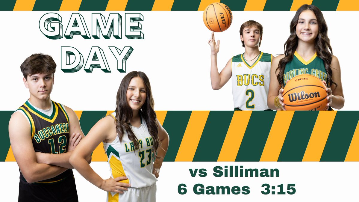 Home games tonight! Come cheer on all of our teams and grab dinner from the concession stand. 
🏀7G,7B,JVG,JVB,VG,VB
 #BowlingGreenSchool #BucStrong #GeauxBucs #BucNation #WalkWorthy #BGS