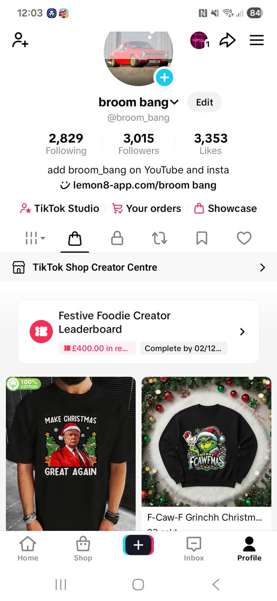 gazgrey73's tweet photo. @LePapillonBlu2 Found a guy on tiktok selling make Christmas great again t-shirts. Ive ordered mine. Get yours while they're in stock. broombang on tiktok https://t.co/viitWXfCoS