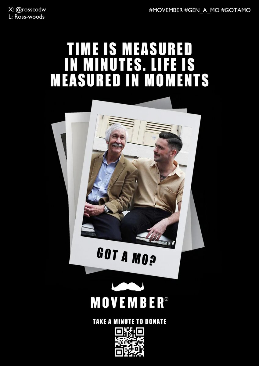 rosscodw's tweet photo. One Minute Brief of the Day: Create posters encouraging people to spend just one minute doing something positive for men’s health this #Movember #gotamo
@OneMinuteBriefs
#gen_a_MO https://t.co/HMZyEv7lR6
