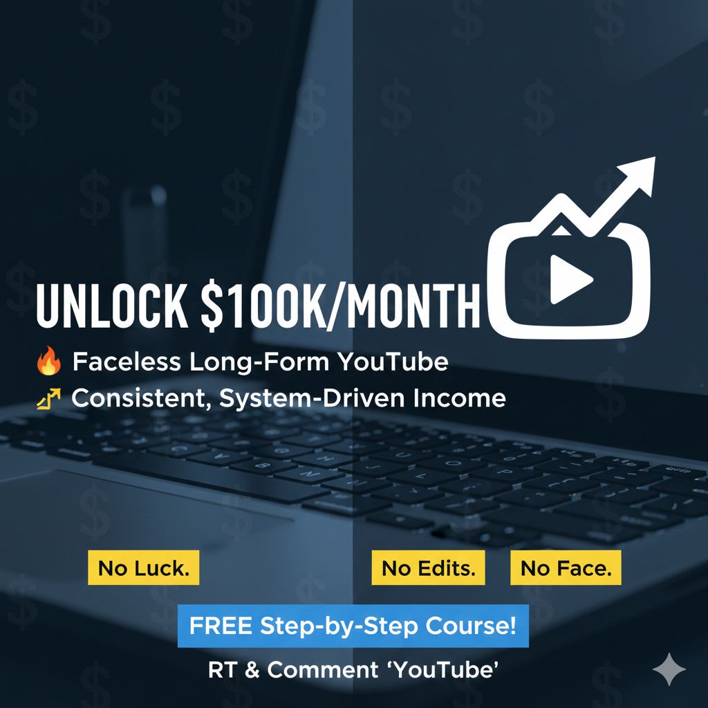 I don’t get why more people don’t lock in on YouTube.

My faceless long-form channels pull $100,000+/month consistently.

No luck.
No fancy edits.
No showing your face.
Just systems.

I’ll send you a free step-by-step course on how to build a faceless channel the right way.

Just