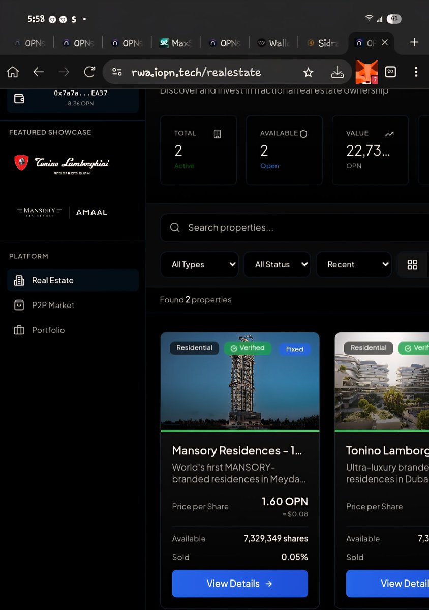 wizvicor's tweet image. OPN Tokenization Platform is Live.

So I&apos;m there exploring what @IOPn_io is building,  bought 2 assets I saw there with OPN testnet token, I now own two assets that are recorded on chain, this is how the future will look like in the mainnet.

Taking more closer look you will see…
