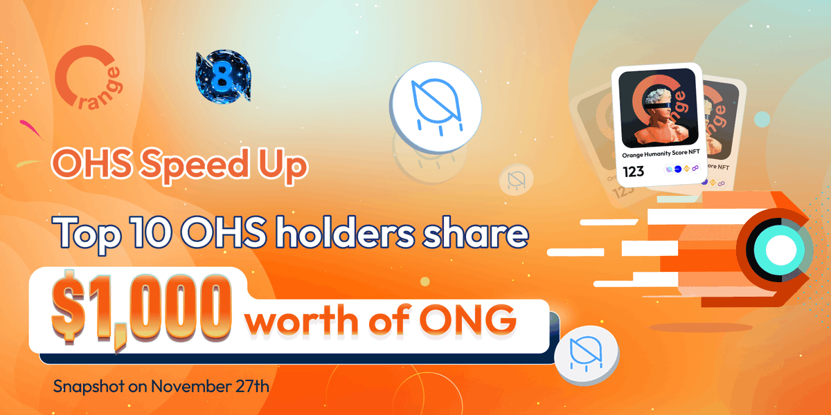 OrangeProtocol's tweet image. Just one week to go before the OHS snapshot for the @OntologyNetwork 8th anniversary! 📸

Mint your OHS and rank in the top 10 to win a share of $1,000 of $ONG 💸

Last chance! 👇

app.orangeprotocol.io/c/space/info