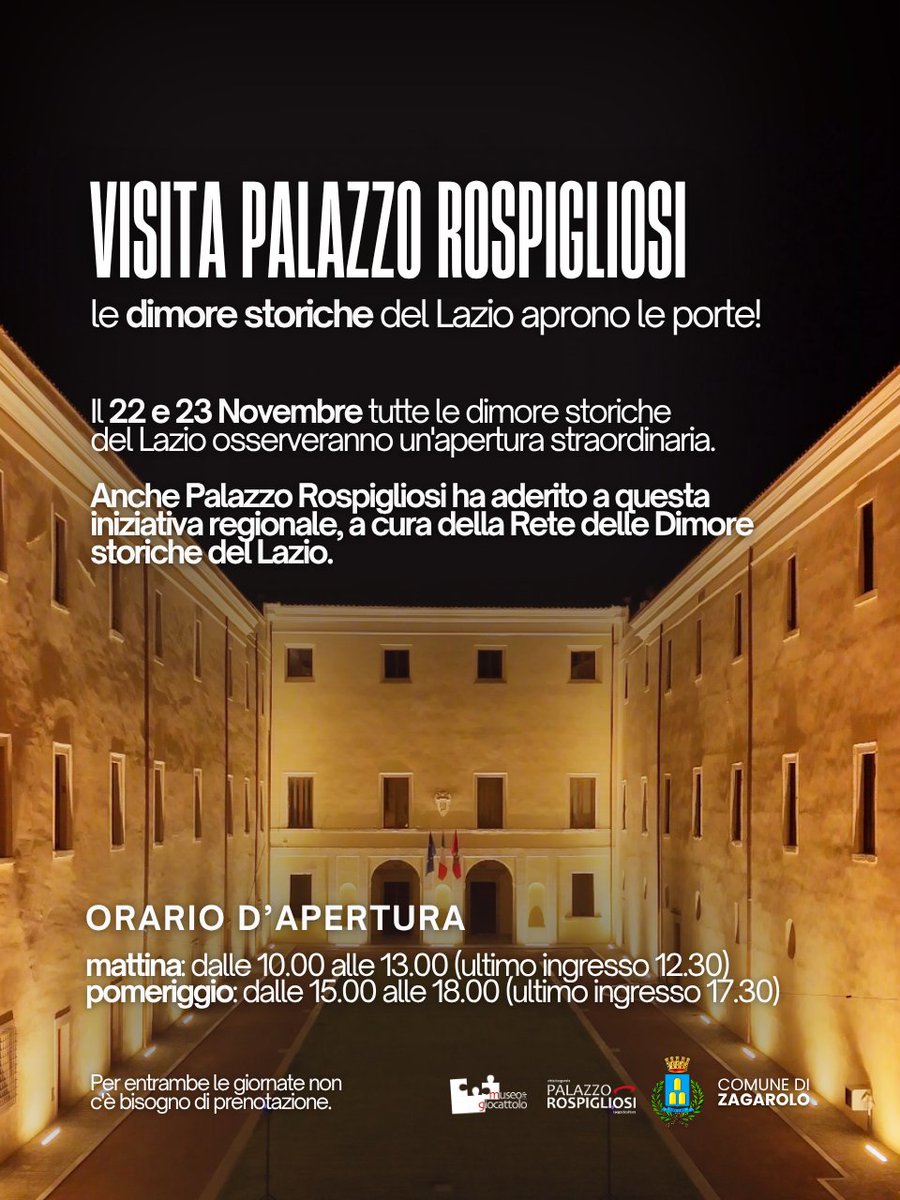 PALAZZO ROSPIGLIOSI ADERISCE ALL'INIZIATIVA DELL'APERTURA STRAORDINARIA DELLE DIMORE STORICHE DEL LAZIO