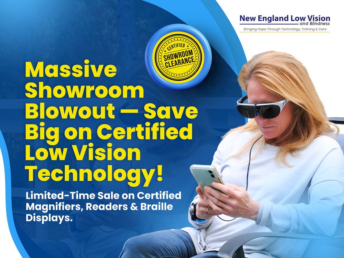 Massive   Showroom Blowout — Save BIG!! Huge savings on certified low vision showroom technology — display models expertly tested and ready to ship! 
Save up to 85%
Trusted brands &amp; certified devices
Limited quantities — once they’re gone, they’re gone
conta.cc/47EPxD8