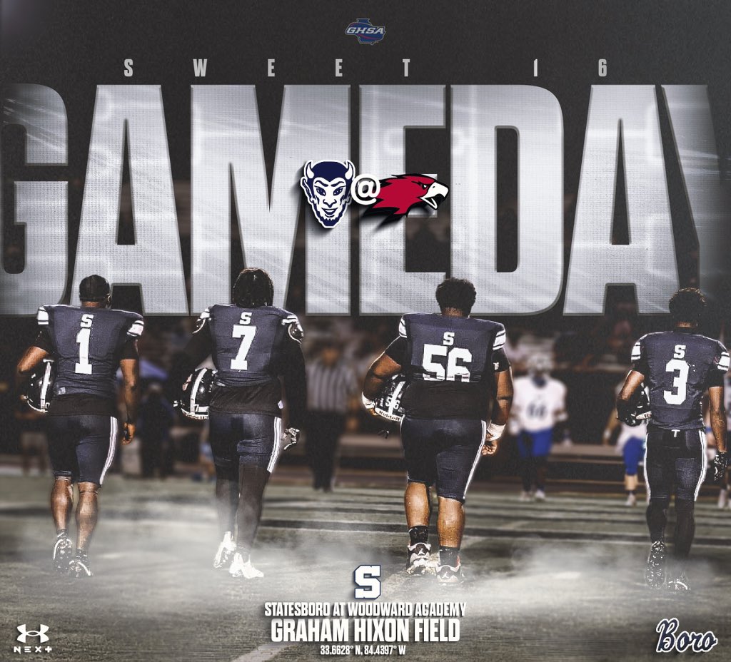 StatesboroFB's tweet photo. GAMEDAY! Round 2 in College Park
🆚: Woodward Academy
🏟️: Graham Hixon Field
⏰: 7:30PM
🎟️: https://t.co/yTn3N1zmAN
#BELT #WeAreStatesboro https://t.co/KBroImwS8A