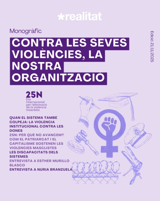 larealitat's tweet image. 🔴NOVA EDICIÓ!

🗞️Aquesta setmana, pel #25N, us portem un monogràfic molt acurat contra les violències masclistes. Articles d’anàlisi, d’opinió, entrevistes i molt més. Com sempre, podreu trobar l’actualitat a l’editorial. Què tingueu bon cap de setmana i bona lectura.

🧵FIL