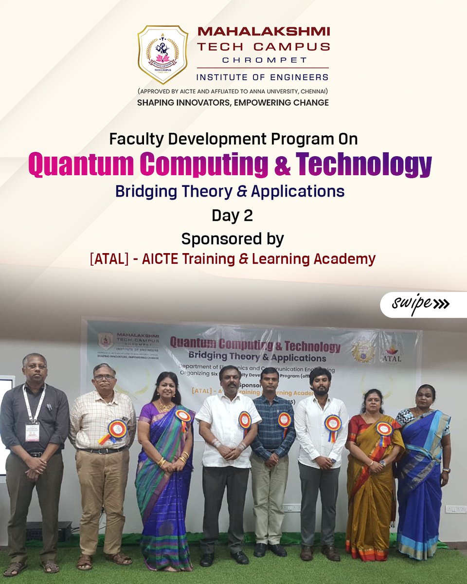 MahalakshmiTech's tweet image. Day 2 of the ATAL FDP delved into Quantum Machine Learning, biomedical applications, and next-gen cybersecurity through QKD. Expert-driven sessions and practical exercises made it a highly insightful learning experience.
#quantumcomputing #quantummachinelearning #qkd