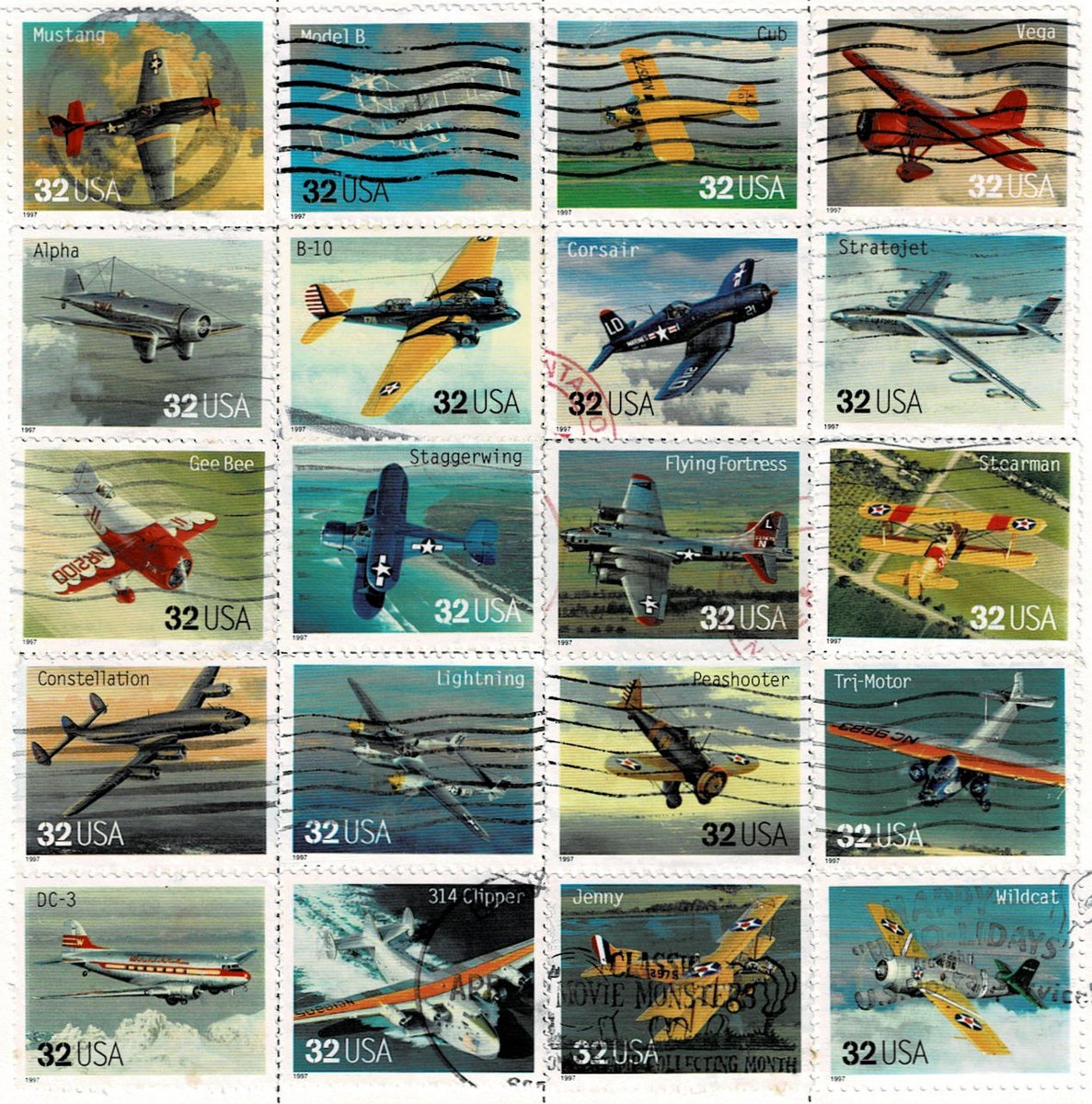 U.S.A. 1997 American Aircraft】 アメリカ発行の米国の飛行機小型