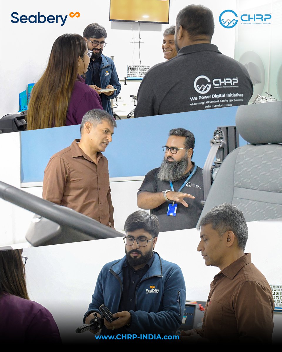 chrp_india's tweet image. Had a great time welcoming our client at @chrp_india 

They explored our #VRexperiences, @Seabery AR welding simulators, #3Dsimulations, and more. 
Excited to share our immersive learning solutions!

#ClientVisit #CHRPIndia #Seabery