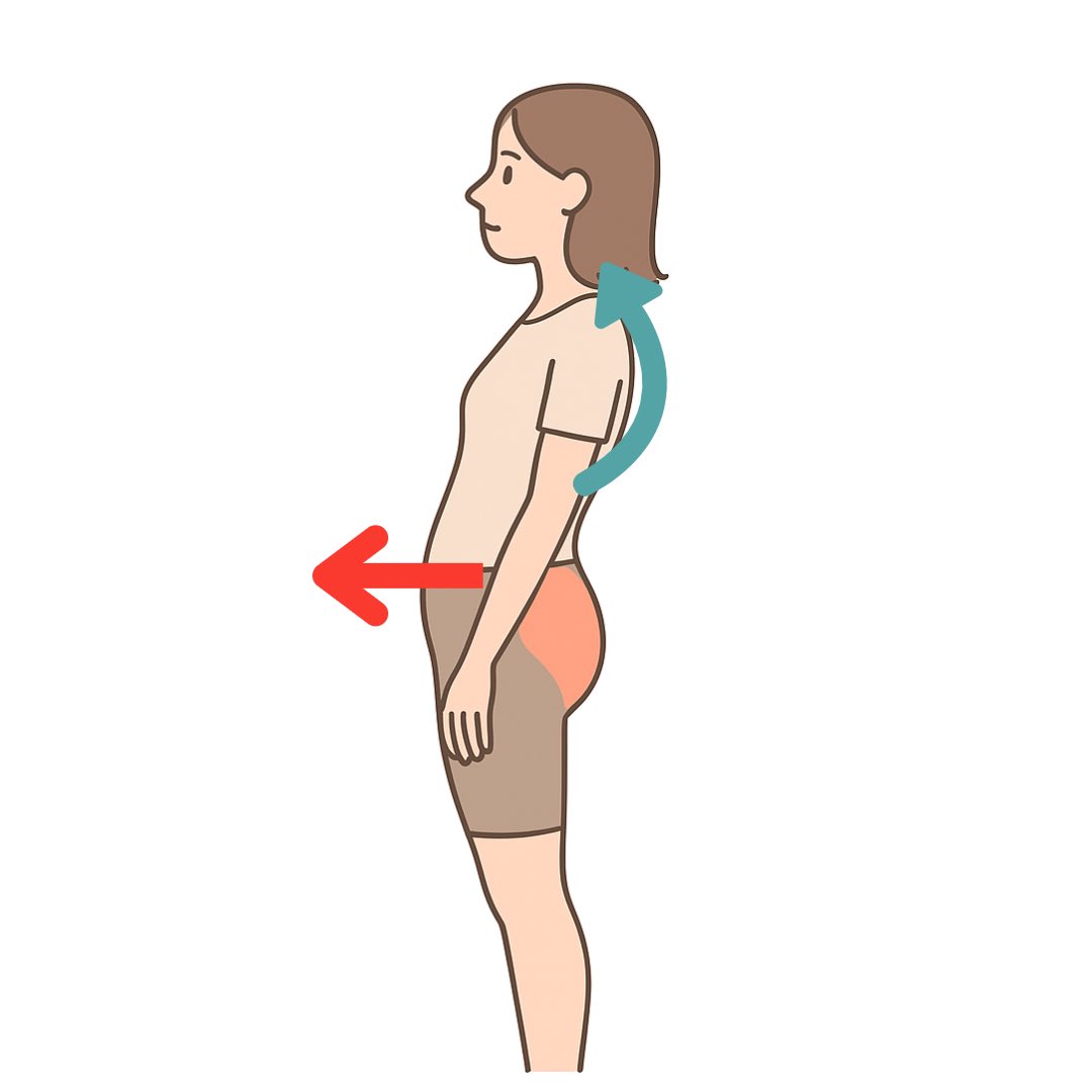 スウェイバックなぜ骨盤が前にズレるのか？ですが
→猫背が重心を前に押し出すから

ここを理解していない限りいくら骨盤だけいじっても上手くいかない

問題は構造のバランス