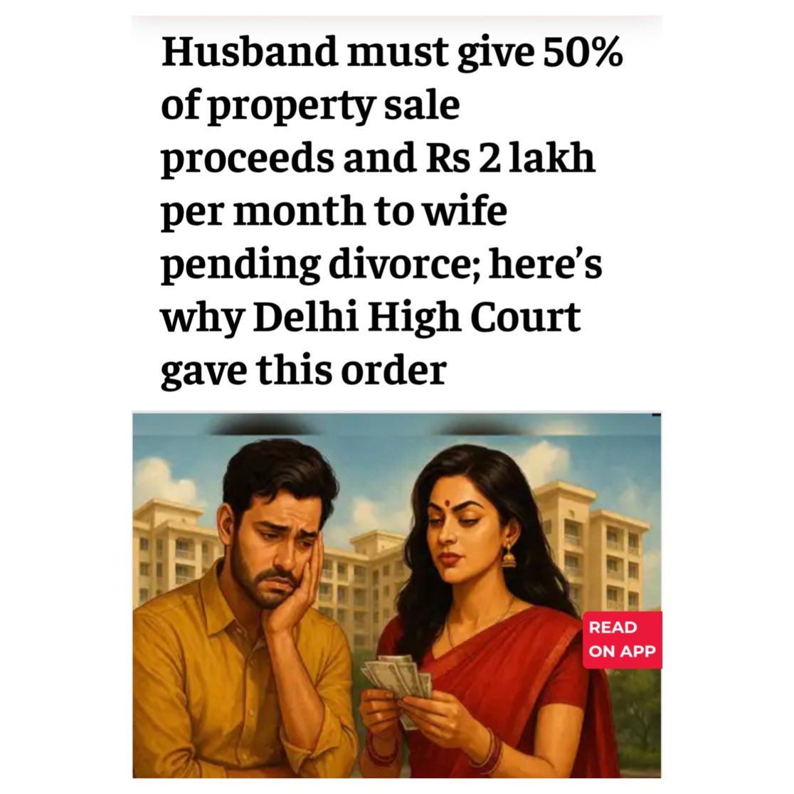 Indian Judiciary has nothing left to be respected. 

In Delhi High Court case, a husband was denied sole ownership of a house he bought and paid EMIs for.
The court ordered him to give 50% of the sale value to his wife and pay ₹2 lakh per month.

Marriage: 1999
Separated: 2006