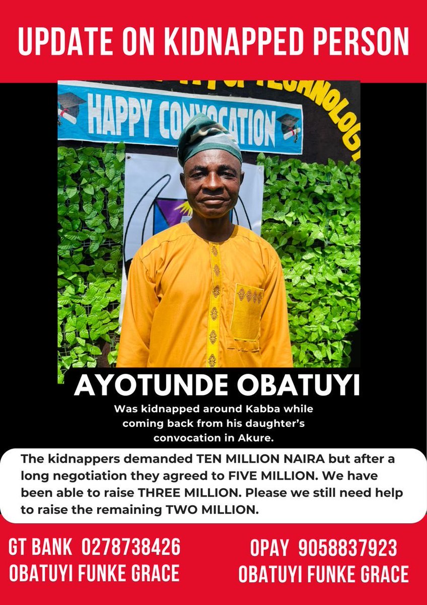 funkysguide's tweet image. This is the latest news about my dad’s kidnap case👇