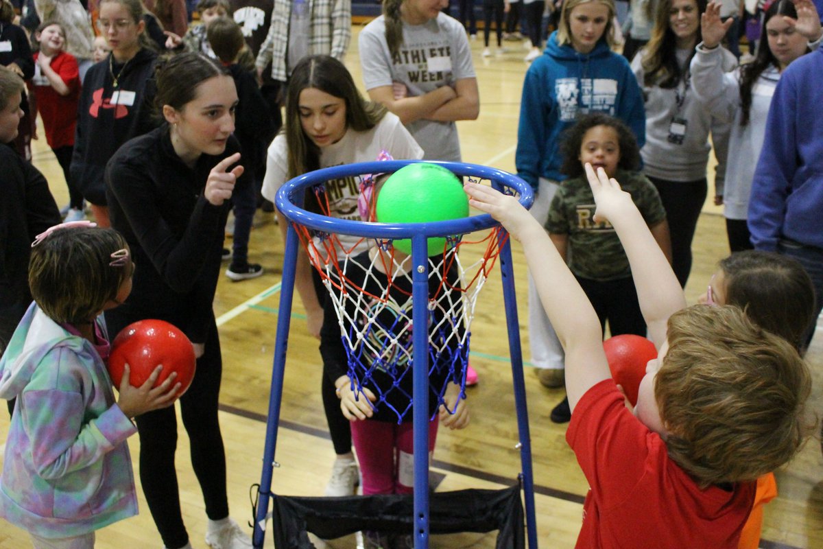 MCSWV's tweet image. More than 150 Marshall County Special Olympians hit the hardwood yesterday to compete in dribbling, shooting and passing events at the annual Special Olympics Basketball competition at JMHS. Peer tutors from Cameron High School and John Marshall High School assisted the athletes.