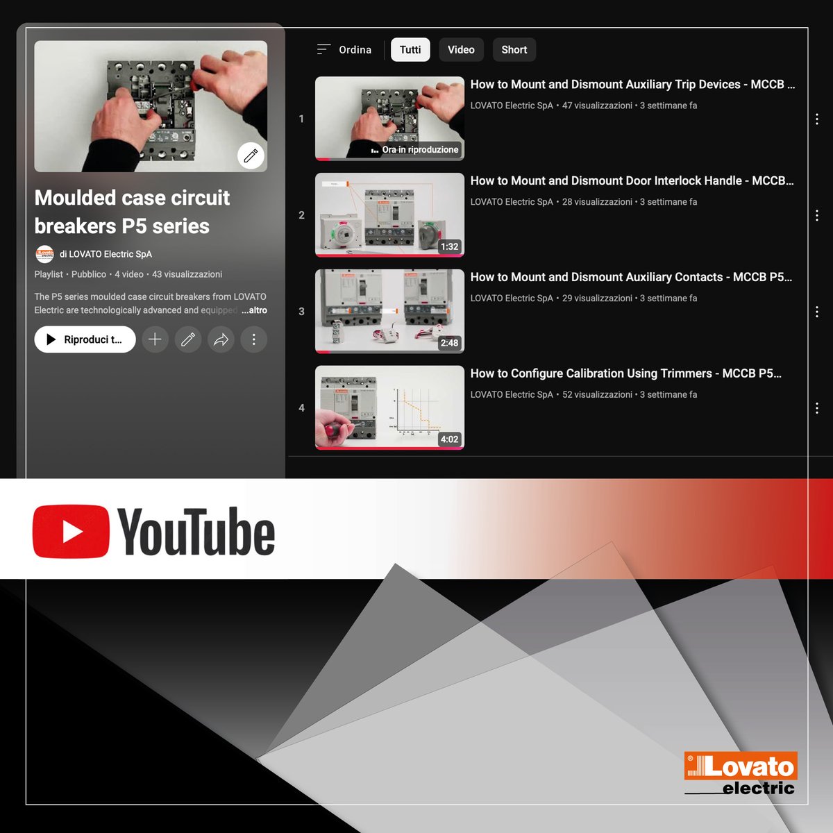 LovatoElecTR's tweet image. 🎬 YouTube&apos;daki eğitim video oynatma listemizle LOVATO Electric P5 Serisi Kompakt Şalter dünyasını keşfedin!
Kurulum ve yapılandırmayı hızlıca öğrenin!
Bilgi için 👉🏻 youtube.com/watch?v=v566GW…
#lovatoelectric #MCCBs #videotutorials #P5Series