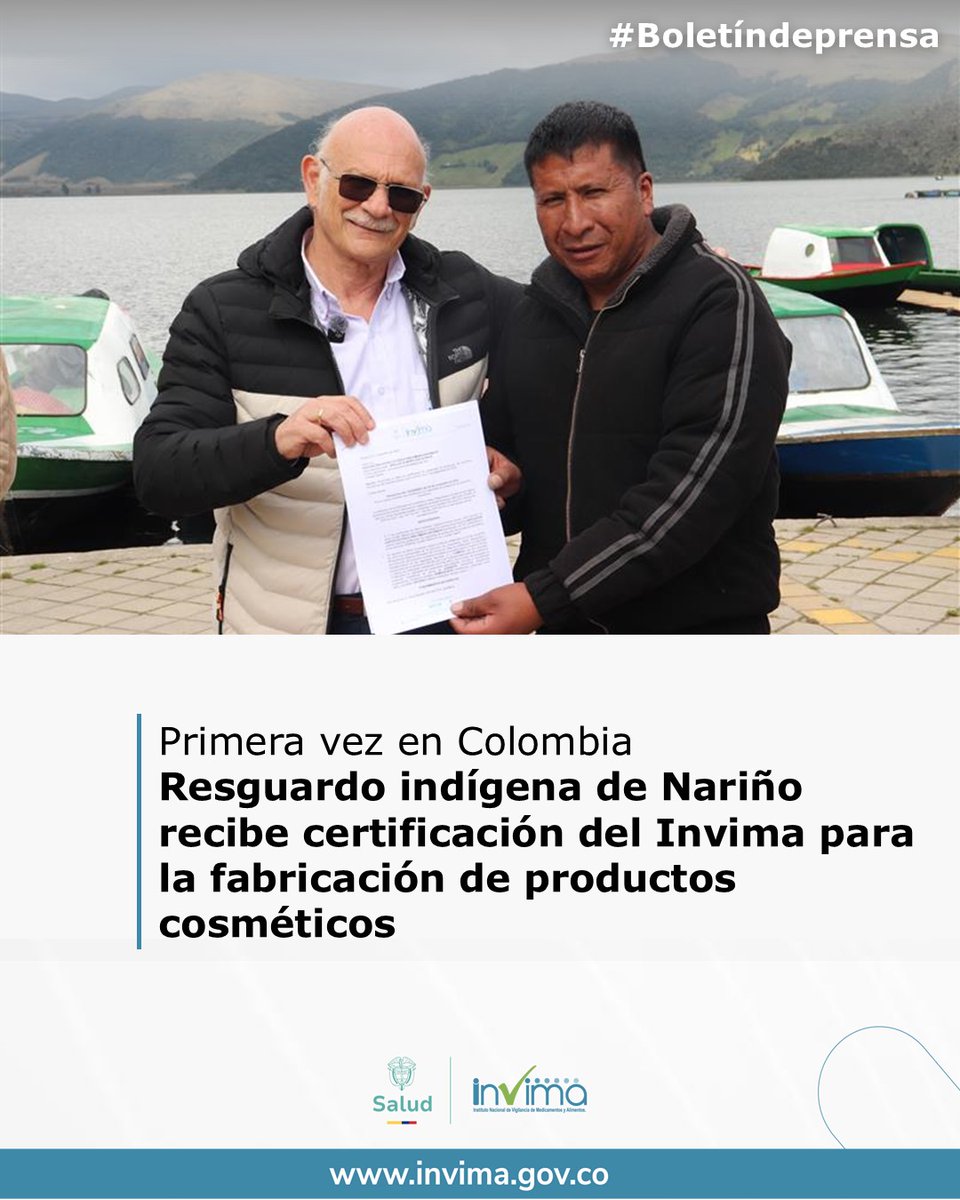 #Boletíndeprensa
Luego de un proceso de un año, la Asociación Agroecológica Sinchimaki, perteneciente al resguardo indígena del Gran Cumbal, ubicado en Nariño, recibió la certificación en capacidad de producción por parte del Invima, para la fabricación de productos cosméticos.