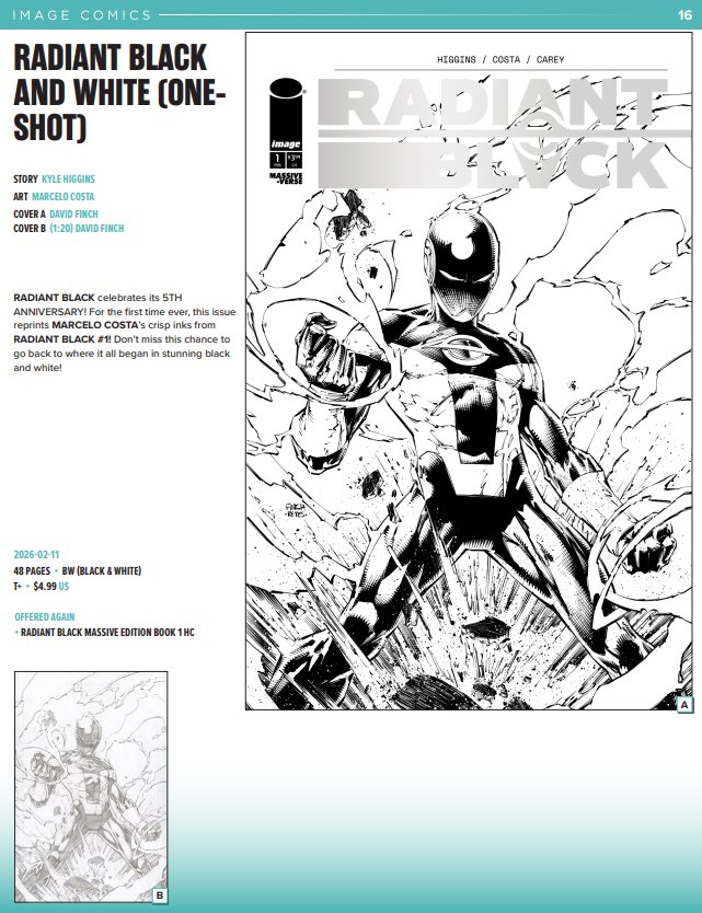 New Image Comics solicits means we get a look at the latest <a href="/radiantblk/">RADIANT BLACK</a> issues! We got Radiant Black 42 and Radiant Black and White. That Radiant Black and White is a must grab for sure. So cool!!