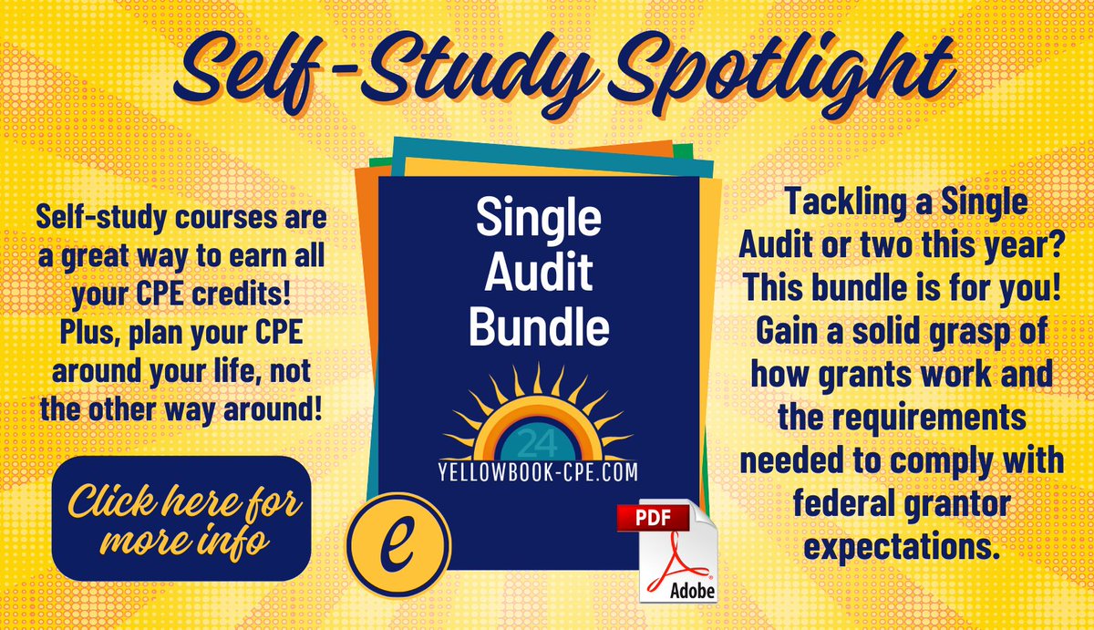 auditskills's tweet image. 💥 If you’re tackling 💪 a #SingleAudit or two this year, this #CPE bundle is for you! 📚🤓 
#learning #training #audits #auditor #auditors #auditing #govaudit #grants 

🔗 yellowbook-cpe.com/product/single…