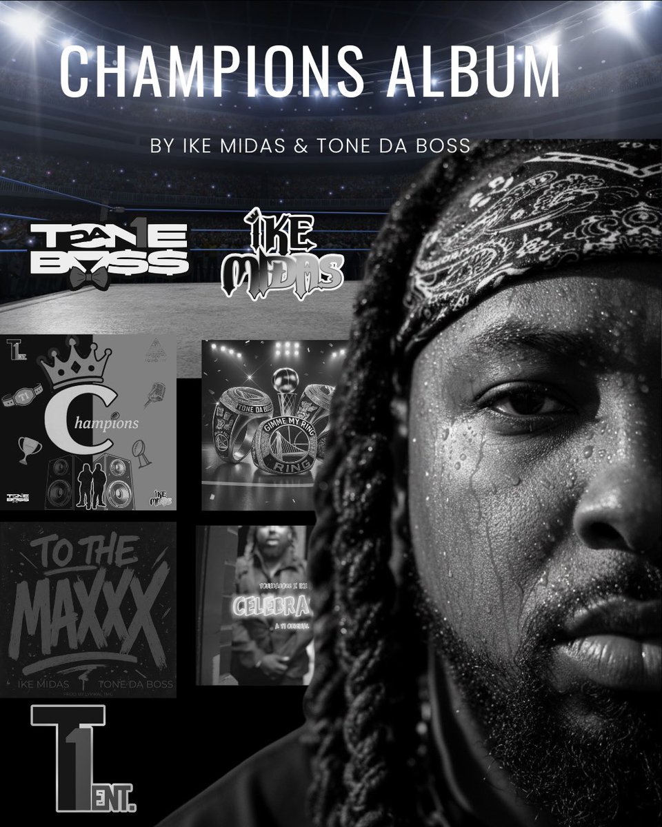 tonedaboss's tweet image. New album “Champions” by Tone Da Boss and Ike Midas out now!  tr.ee/otnKytPUHc