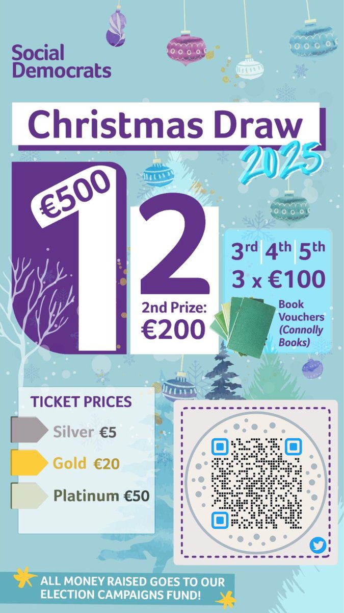 SocDemSouth's tweet image. To Buy a Ticket, Scan the QR Code or Click the Link:
socialdemocrats.ie/partydraw?sour…

Please Like &amp;amp; Retweet!