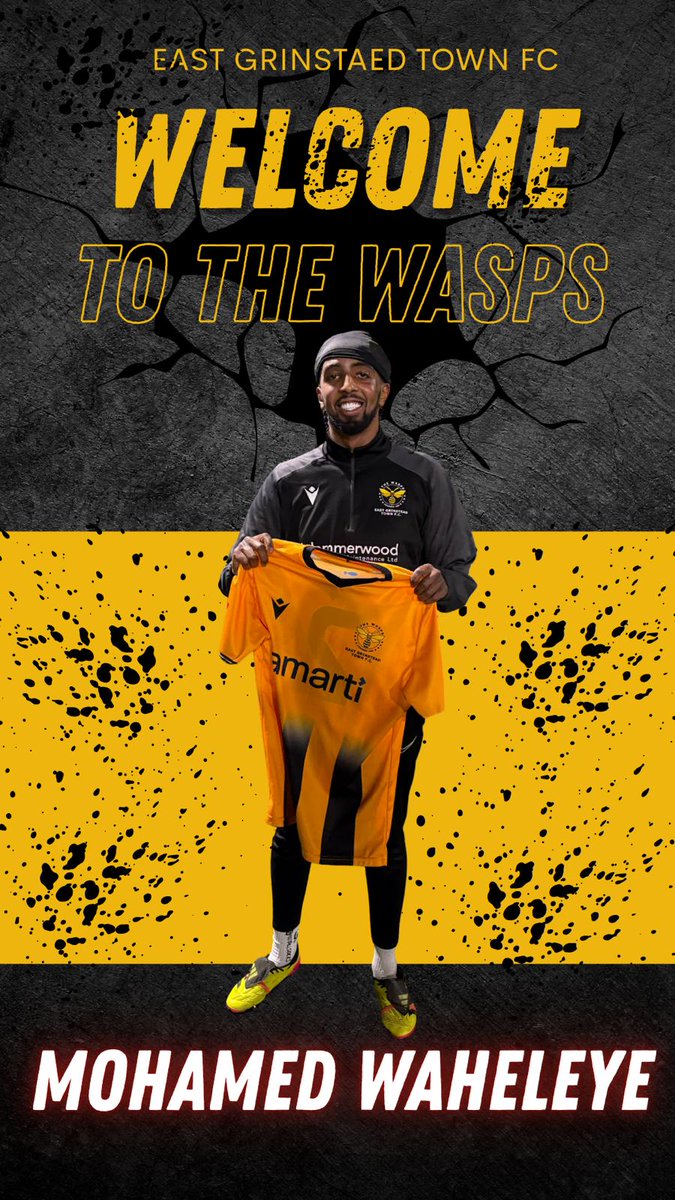 🔶 New Signing 🔶
We’re delighted to welcome Mohamed Waheley to the Wasps

Mohamed, a talented midfielder from Toronto brings valuable experience having played for Sutton Common Rovers, Camberley Town &amp; Horndean

Welcome Mohamed we’re excited to see you in Amber &amp; black! 💛🖤