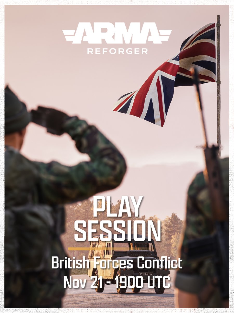 Join us today at 1900 UTC for a run with the MANW 2025 winner, British Forces. 🇬🇧

We’re hosting an official #ArmaReforger play session and everyone’s welcome to drop in and try the mod.
Search for "MANW 2025 Winner: British Forces" and join the server. It’ll be running through