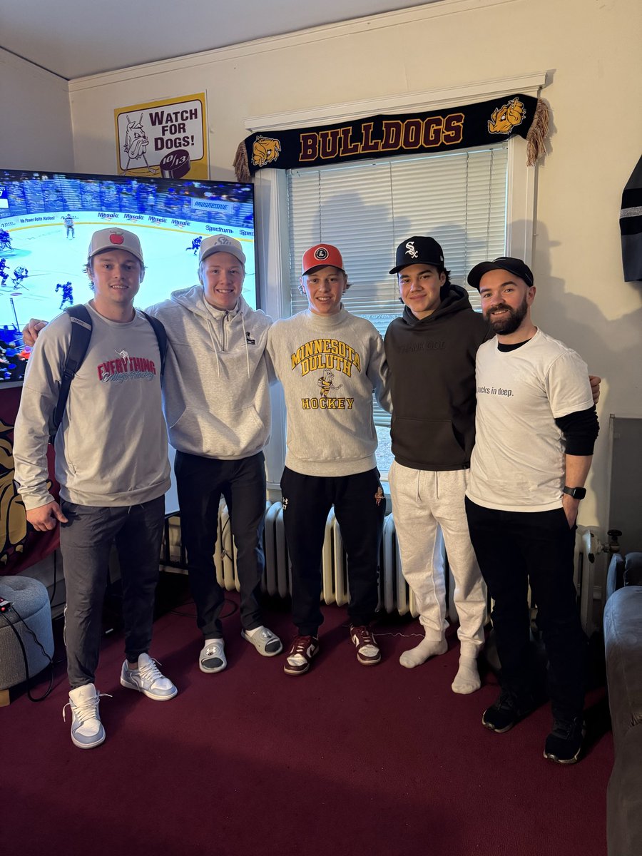 Best line in college hockey. Thanks again for having us fellas! #Bulldogcountry