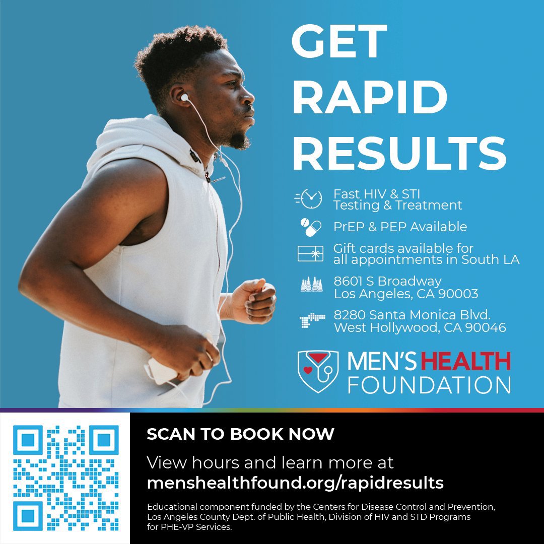 WehoCares's tweet image. 🚨 STI &amp;amp; HIV Testing Alert! 🚨 Take care of your sexual health with fast HIV &amp;amp; STI testing &amp;amp; treatment from @MensHealthFound. 

Schedule now: go.weho.org/3TRUMbD 

#WeHo #GetTested #StaySafe
